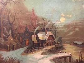 Oil on board painting