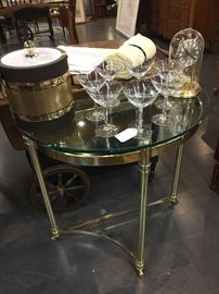 Antique Brass Demi-lune Accent Table