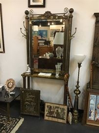 Antique Brass Hall Tree