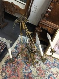 Antique Putto Ormolu Chandelier 