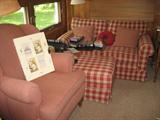 check sofa and gingham chair