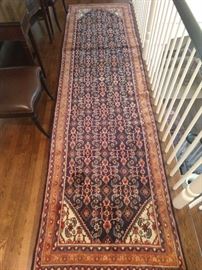 Vintage Persian Lilihan Sarouk runner, hand woven, 100% wool face, measures 3' 6" x 12' 3".