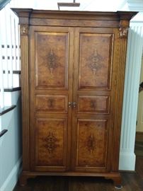 Burled walnut linen press/desk, by J. Tribble., hand made in Brighton, England. 