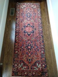 Vintage Persian Heriz runner, hand woven, 100% wool face, measures 3' 2" x 6' 10".