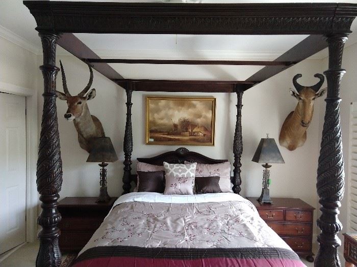This bed is SO comfortable, just don't let the severed heads give you nightmares.                                                       
Stare at the tranquil Dutch painting above the bed for comfort, as needed. 