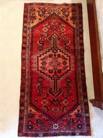 Vintage Persian Bijar rug, hand woven, 100% wool face, measures 3' 2" x 6' 3".