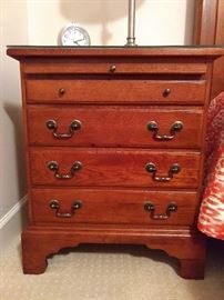 4-drawer pine bedside table, by Keller. 