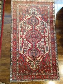 Vintage Persian Viss rug, hand woven, 100% wool face, measures 3' 2" x 6' 1".