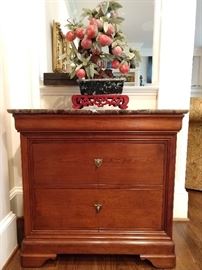 3-drawer chest, with marble top, by Stickley.