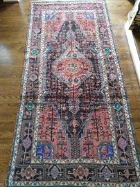 Vintage Persian Kurdish Bijar runner, hand woven, 100% wool face, measures 4' 4" x 9'.