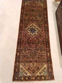 Vintage Persian Lilihan Sarouk runner, hand woven, 100% wool face, measures 3' 5" x 9' 8".