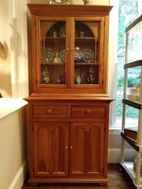 Wonderful repro heart pine cupboard, with wavy glass, part of The Palmer House Collection, by Lexington Furniture Industries;                                                           measures  32.0" w x 80.0" h x 18.0" d.