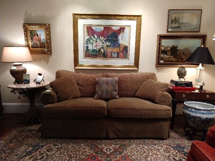 Southwood sofa, that has a matching loveseat, just in case; art by Raschella Collection - cruise ship art at its finest!