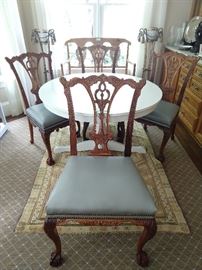 Set/4 hand carved mahogany dining side chairs, by Henredon. 