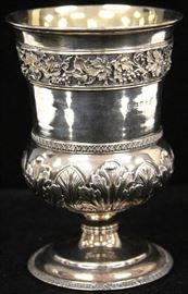 LOT #5037 - ENGLISH 18TH C. SILVER WINE CUP, 13.5 OZT