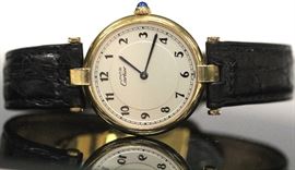 LOT #5124 - CARTIER VERMEIL QUARTZ SWISS WRISTWATCH