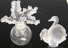 LOT #5161 - (2) LALIQUE CRYSTAL: SCULPTURE/PERFUME BOTTLE