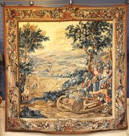 LOT #5182 - FRENCH NEEDLEPOINT WALL TAPESTRY, 85" x 90"