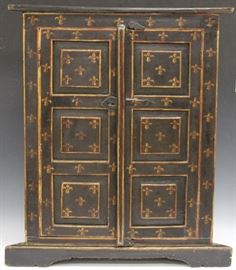 LOT #5213 - CONTINENTAL PAINTED CORNER CABINET, 19TH C.