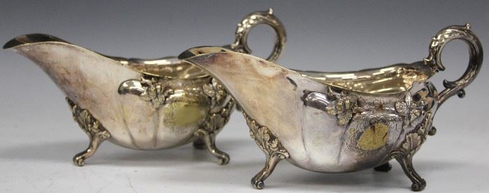 LOT #5225 - PAIR OF ENGLISH SILVER GRAVY BOATS, 29 OZT