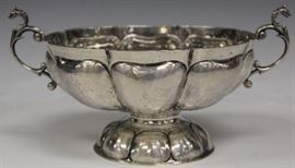 LOT #5307 - GERMAN SILVER BOWL W/ HANDLES, 9.42 OZT