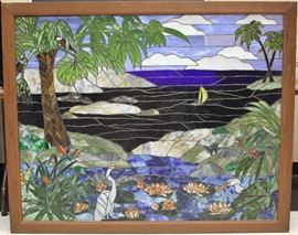 LOT #5362 - CONTEMPORARY STAIN GLASS WINDOW BY KISS MY GLASS