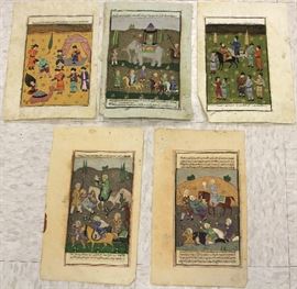 LOT #5385 - LOT OF (5) PERSIAN PAINTED MANUSCRIPT PAGES