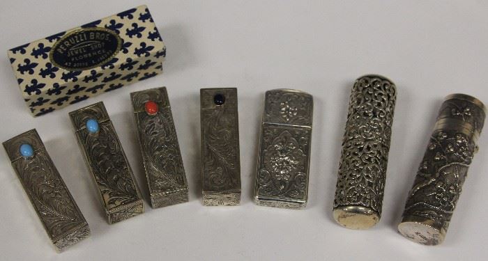 LOT #5447 - LOT OF (7) SILVER LIPSTICK CASES