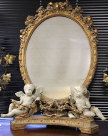 LOT #5023 - 19TH C. FRENCH CARVED GESSO MIRROR