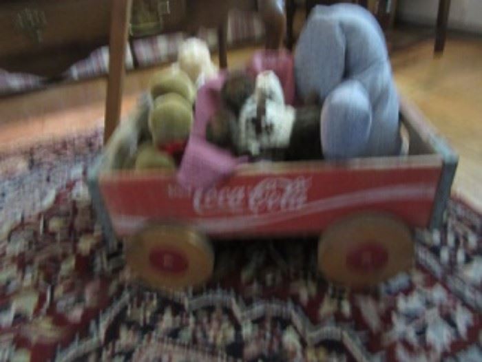 Coke tray made into a wagon.  