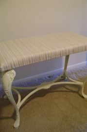 Padded and painted heavy steel entry room bench.