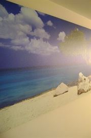 Beautiful Carribean inspired print on canvas measures 55 inches by 22.
