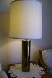 Another unusual vintage polished brushed brass lamp.