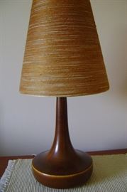 Classic vintage ceramic base lamps measuring 25 inches tall with shades.