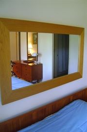 Extra large heavy wooden framed mirror is 49 by 28.