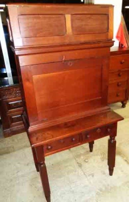 Antique Plantation Desk. Measures approx. 32.5" W x 20" D x 65" H
