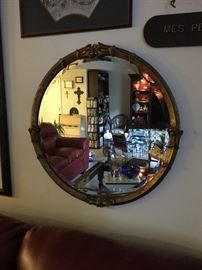 Antique round mirror