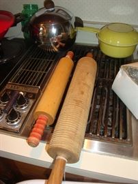 Two old rolling pins