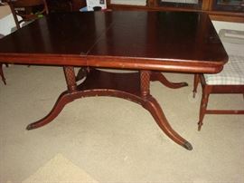 Dining table has the matching sideboard. Some veneer losses on the table base