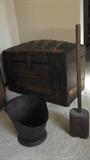 Vintage trunk, coal bucket