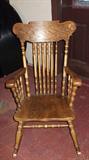 Oak carved rocking chair