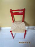 red wicker chair