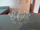 Wine decanter and glasses crytal with T estching