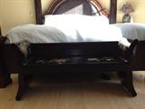 Black laquer bench, Asian theme