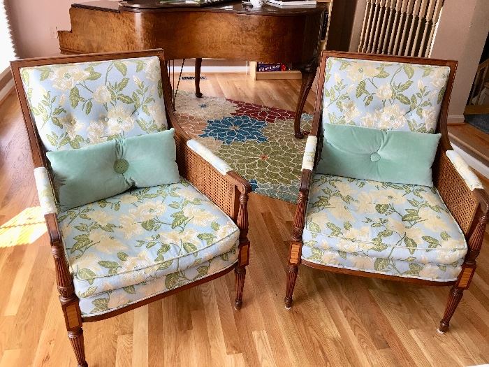 Recovered antique arm chairs