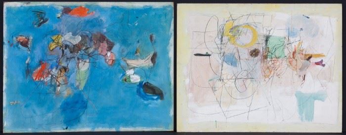 Two Henry Botkin (American, 1896-1983) Mixed Media Paintings