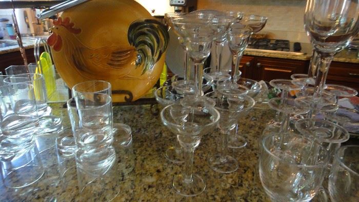 Plastic Stemware, matching sets  of Margaritas, wine glasses, tumblers