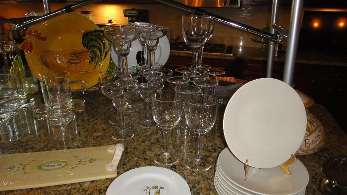 Plastic Stemware, matching sets  of Margaritas, wine glasses, tumblers