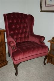 Button and tufted wingback chair