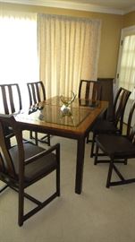    Century Mid-century  style Dining room table with glass top, 6 chairs (Century)
·        Mid-century style Bar server with casters with glass top